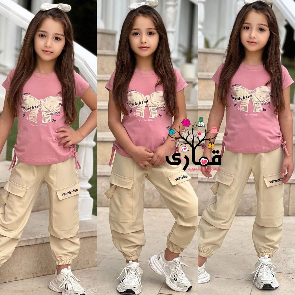 طقم بناتي تركي بنطلون وبلوزة بتصميم حديث ومشهور 🥀