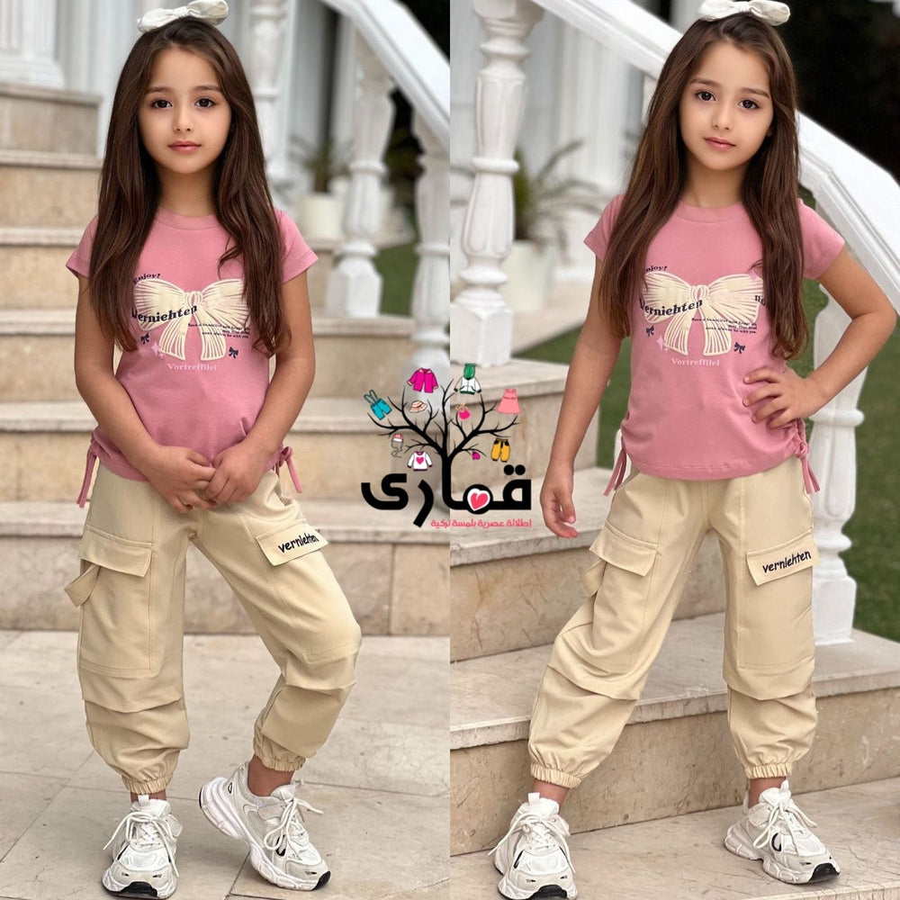 طقم بناتي تركي بنطلون وبلوزة بتصميم حديث ومشهور 🥀