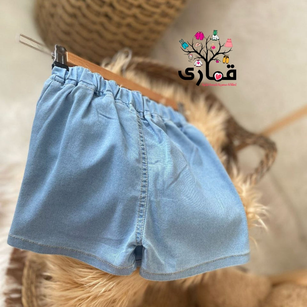 طقم كابلز ولادي وبناتي بلوزة وشورت جينز