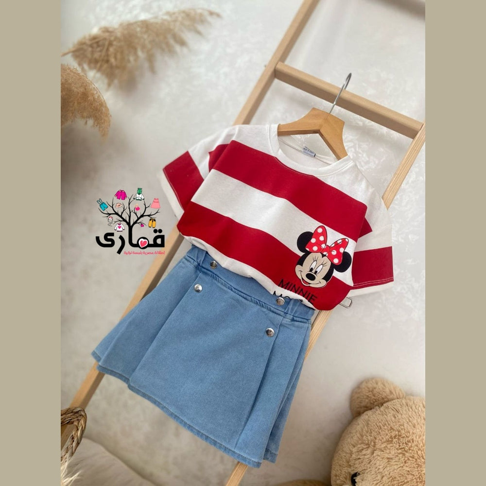 طقم كابلز ولادي وبناتي بلوزة وشورت جينز