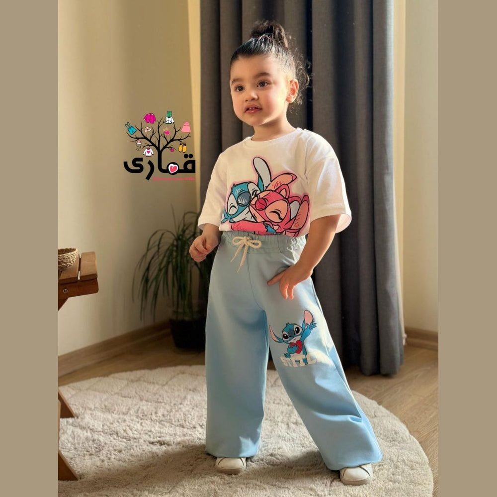 طقم بناتي قطني برسومات ستيتش الشهيرة