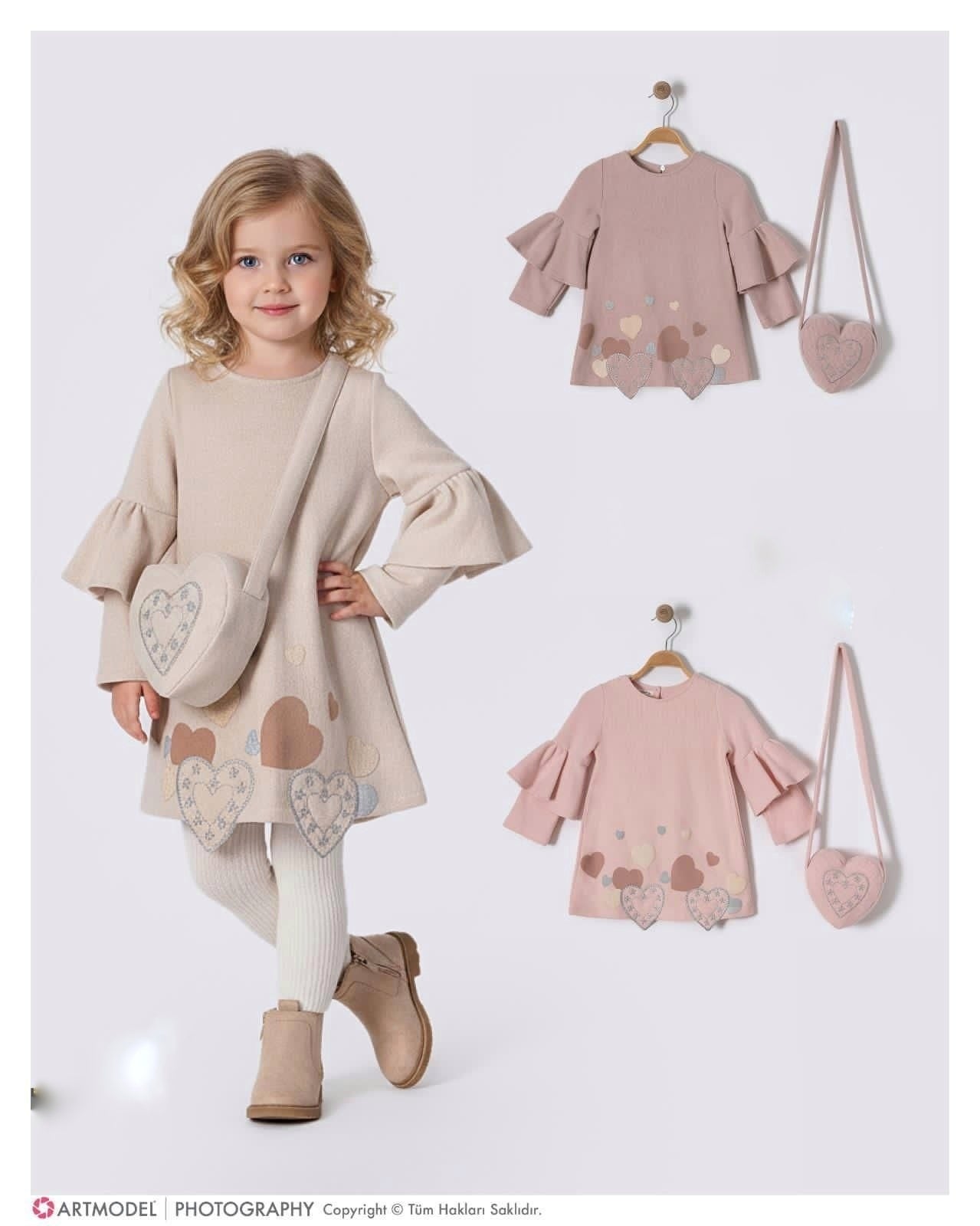 فستان بناتي ناااعم مع الشنطة رقيق وكلااس🇹🇷