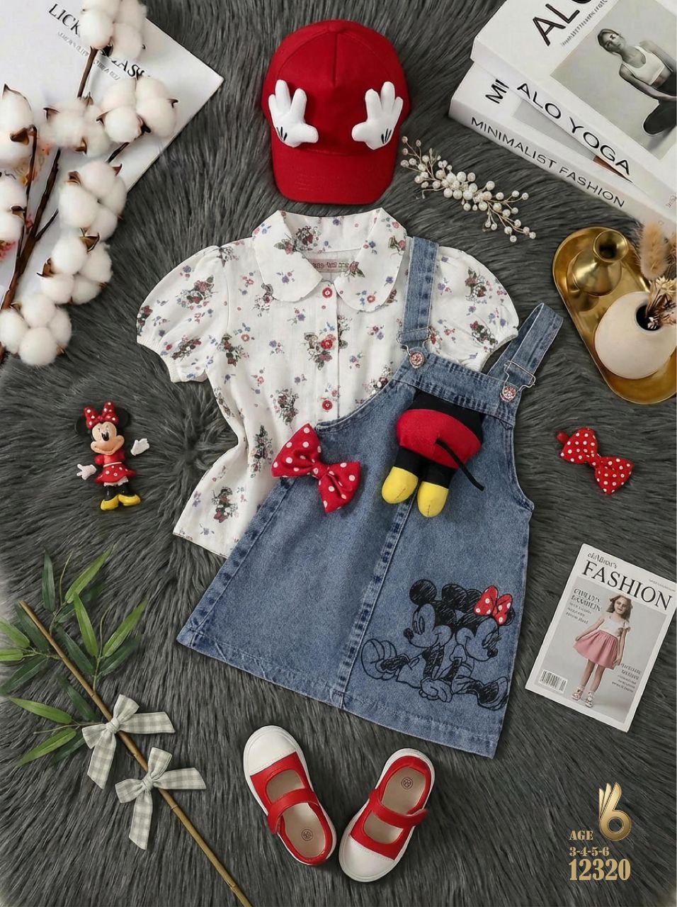 اجمل واشيك الشيالات البناتي الجينز بشكل ميمي ماوس مع الكاب🐭