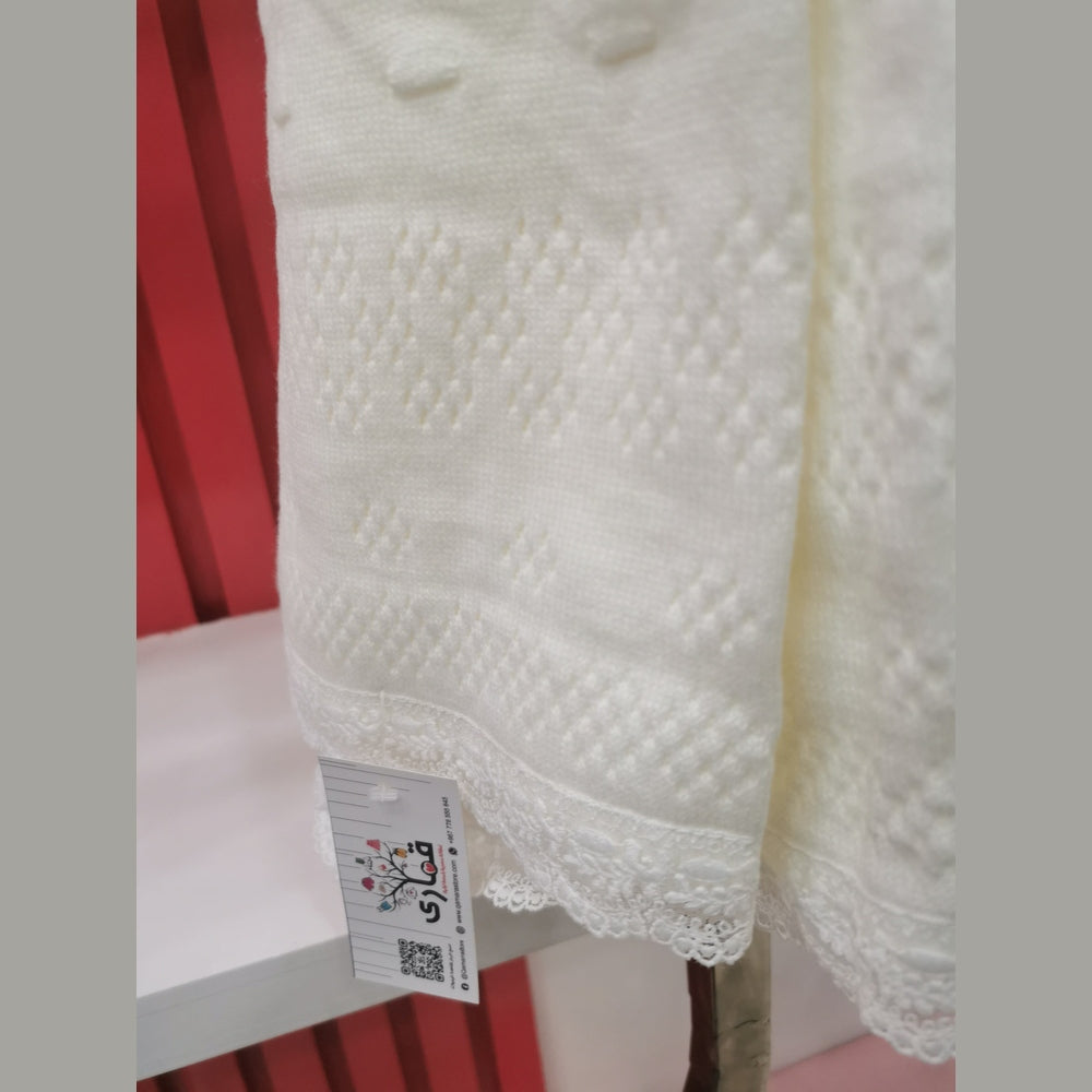 شال مواليد صوف تركي مع دانتيل🤍